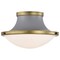 Nuvo Lafayette 1-Light Flush Mount 14 in. Gray/Natural Brass White Opal Glass 60/7915 - alternate 3